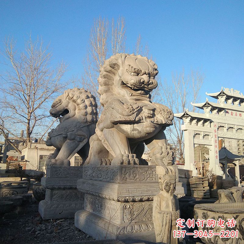湖州北京石雕狮子-企业楼宇大门动物雕塑摆件