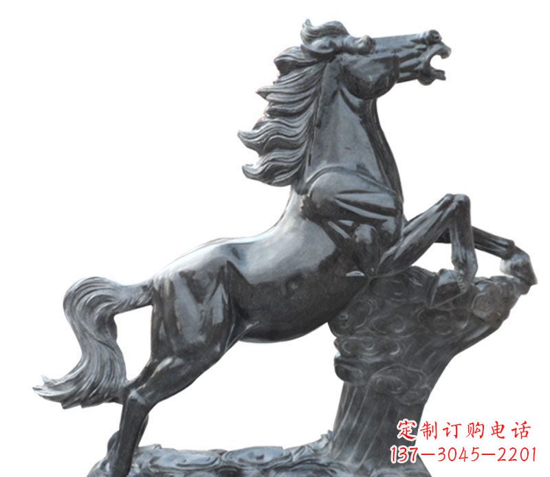 湖州奔跑黑马石雕公园动物摆件