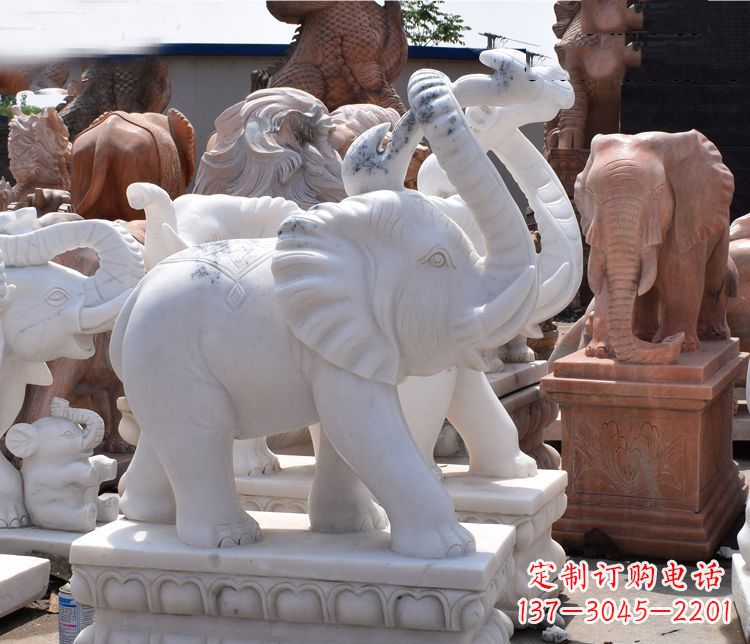 湖州“优雅大象”汉白玉雕塑