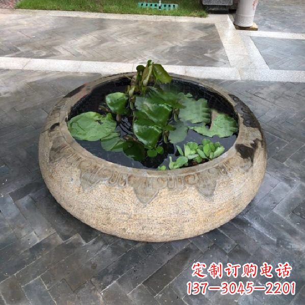 湖州别墅庭院仿古做旧石雕鱼缸