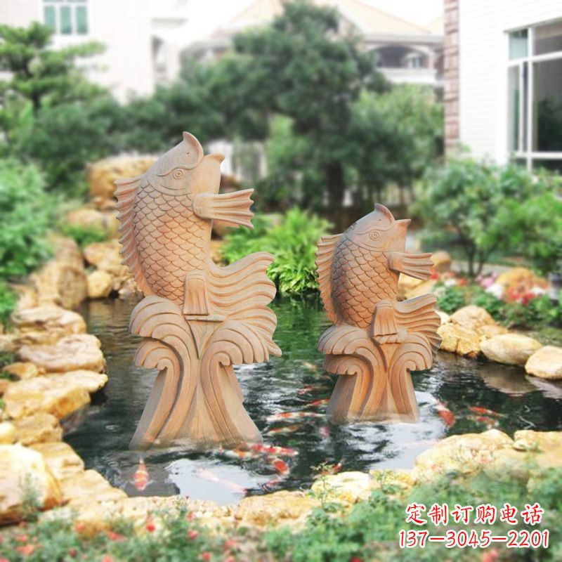 湖州别墅庭院吉祥招财石雕鱼喷泉雕塑