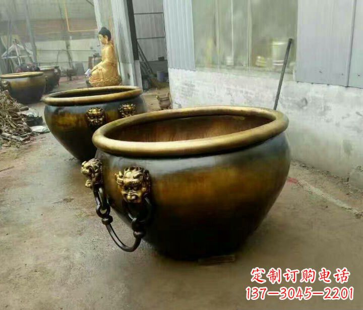 湖州精致的铜制家居摆件——水缸铜雕塑