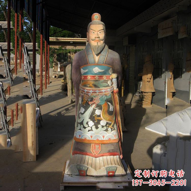 湖州秦始皇玻璃钢彩绘塑像