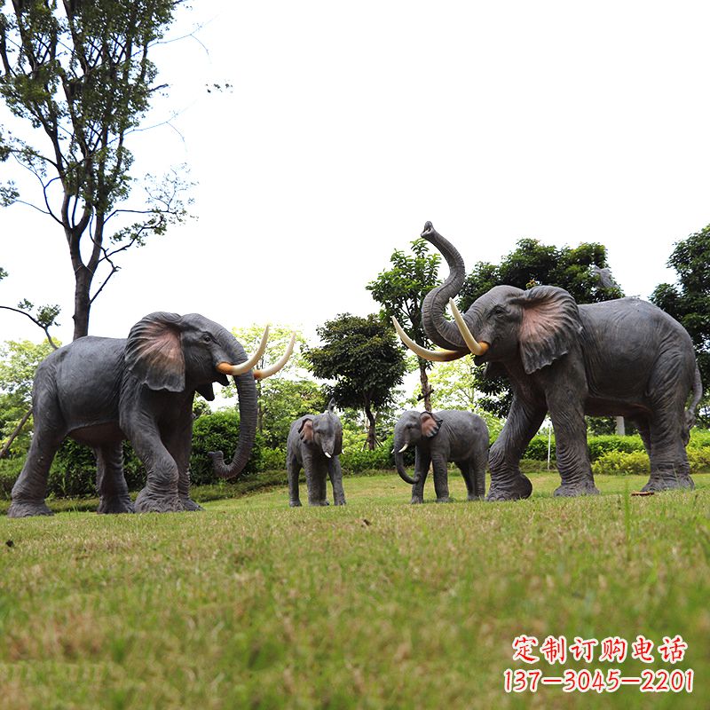 湖州玻璃钢大象雕塑传承古老文化,点缀园林景观