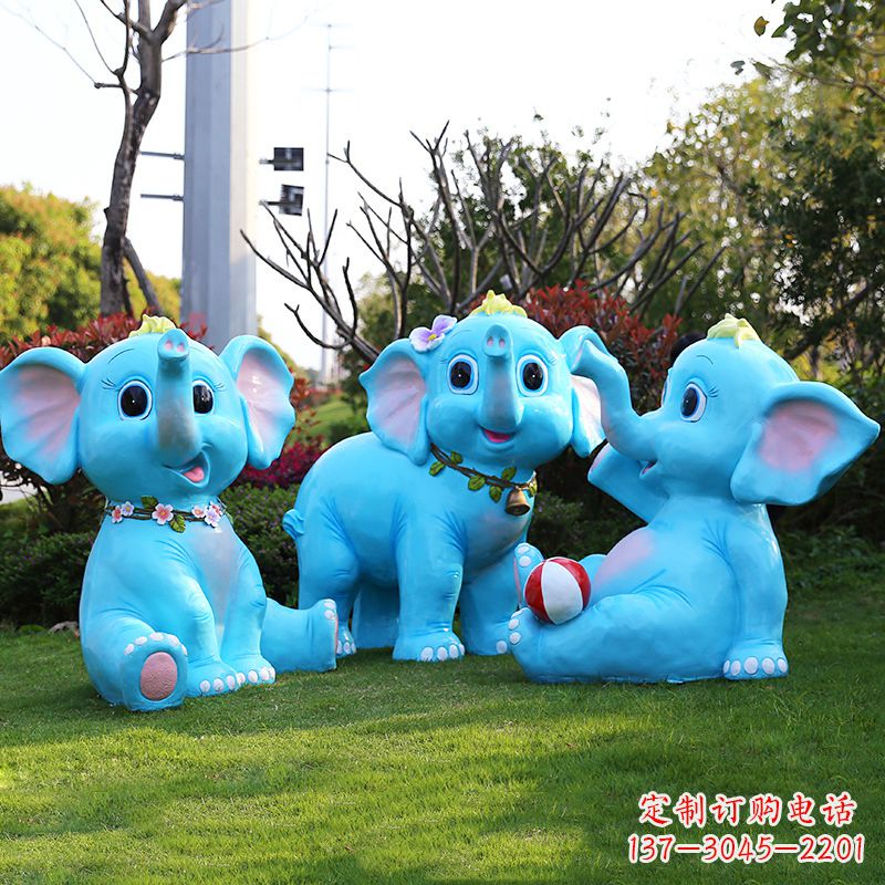 湖州玻璃钢大象雕塑精美的艺术品