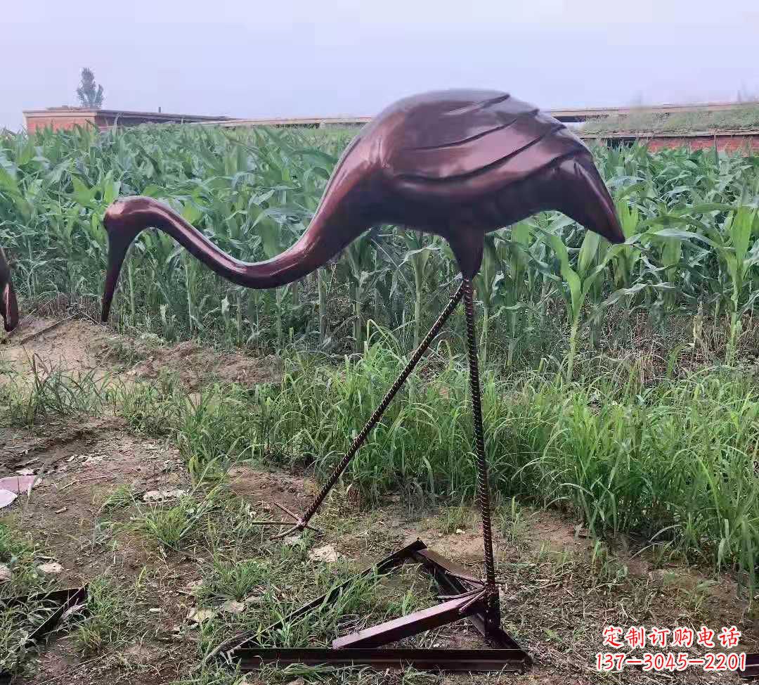 湖州玻璃钢仿铜仙鹤雕塑精美景观装饰