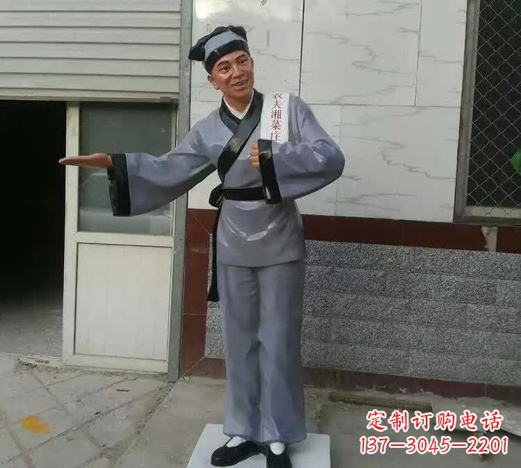 湖州精致玻璃钢店小二雕塑
