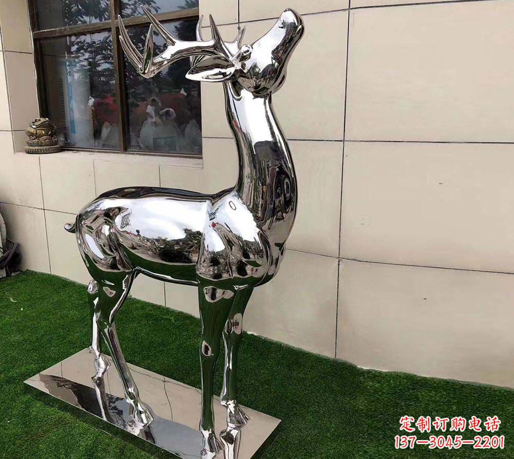 湖州不锈钢别墅镜面小鹿雕塑