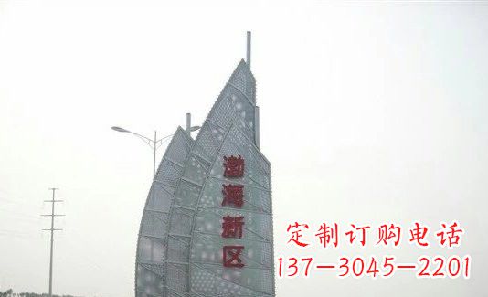 湖州渤海新区精美不锈钢船帆雕塑