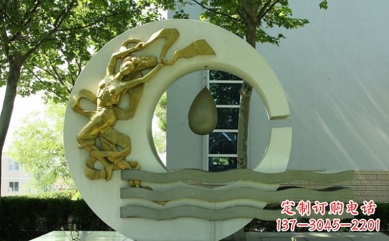 湖州不锈钢嫦娥奔月景观雕塑