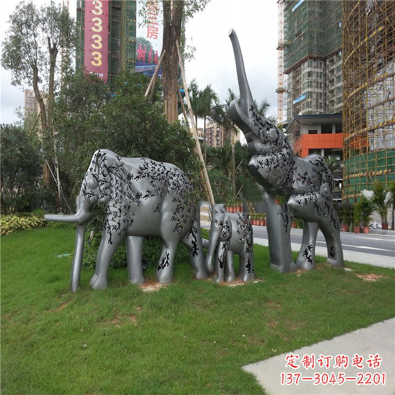 湖州不锈钢大象雕塑小区园林的精美装饰