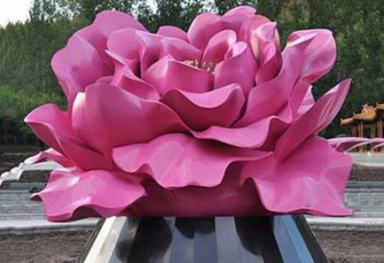 湖州不锈钢彩色牡丹花雕塑美丽的艺术品