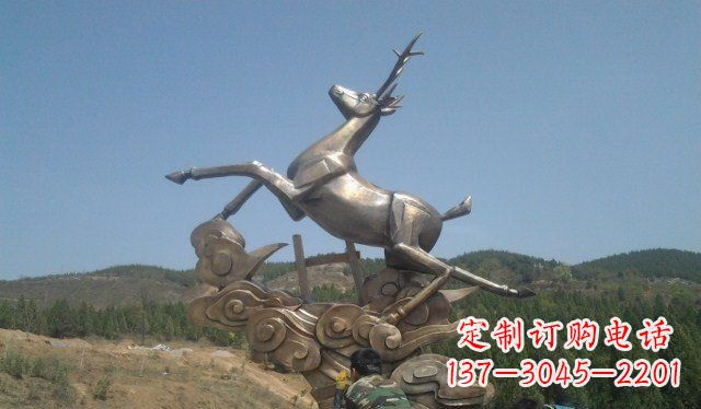 湖州不锈钢动物雕塑——飞奔的鹿