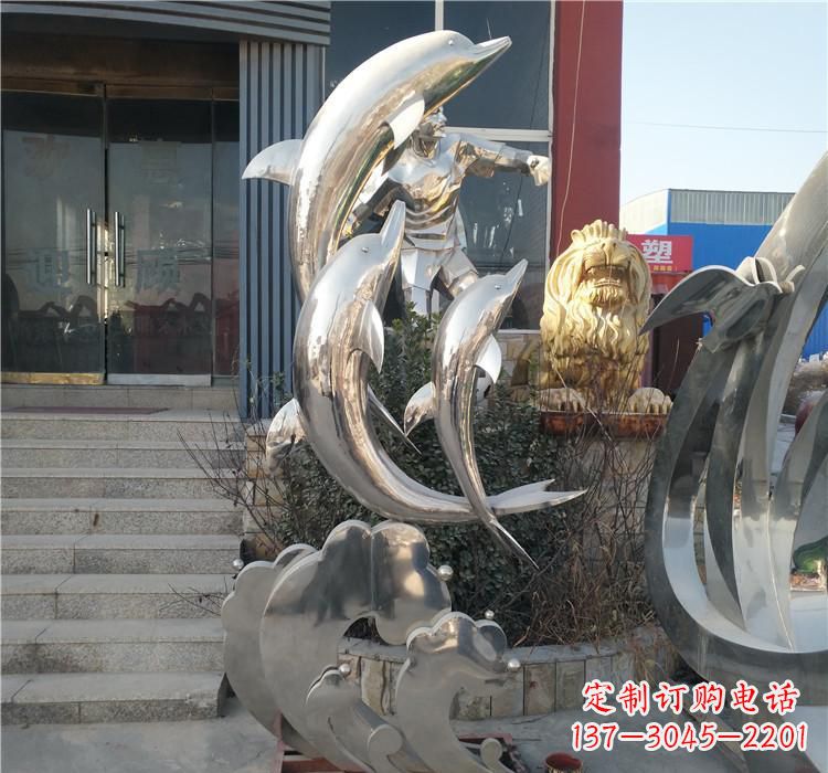 湖州不锈钢海豚雕塑——精美外观,传递环保理念