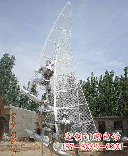 湖州海上航行不锈钢帆船雕塑