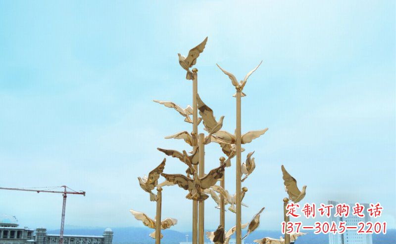 湖州不锈钢飞翔的鸽子雕塑传递自由、和平的美好祝愿