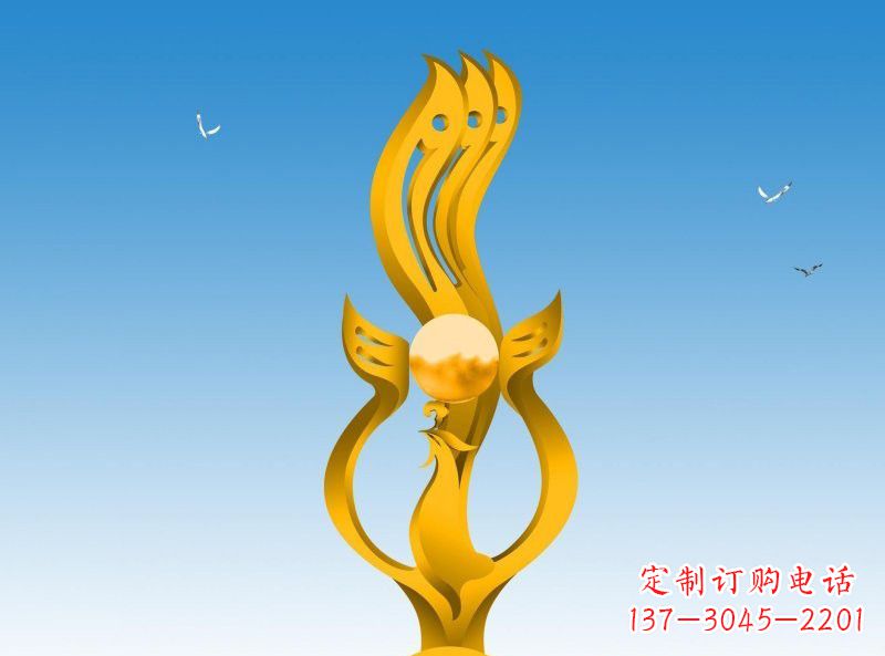 湖州不锈钢凤凰雕塑灿烂外形,精美艺术