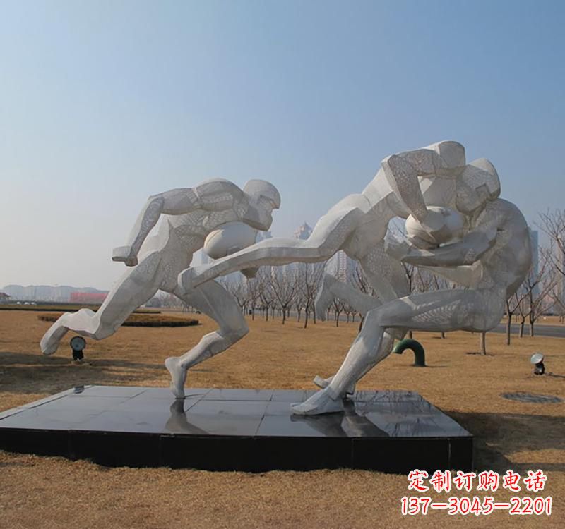 湖州不锈钢橄榄球雕塑传承精神的象征