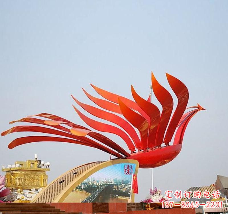 湖州不锈钢凤凰雕塑——美丽的象征