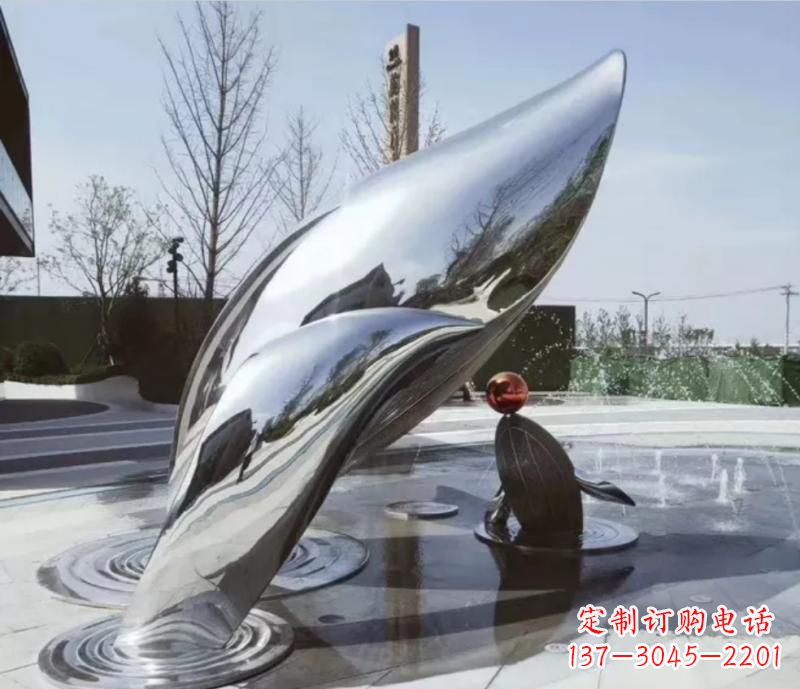 湖州精美不锈钢海豚雕塑
