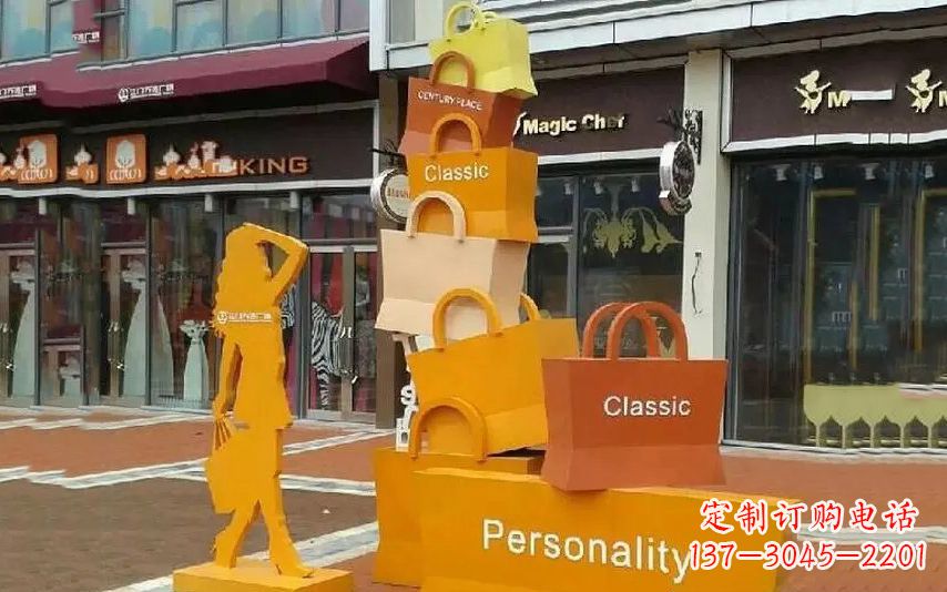 湖州街头景观购物袋雕塑