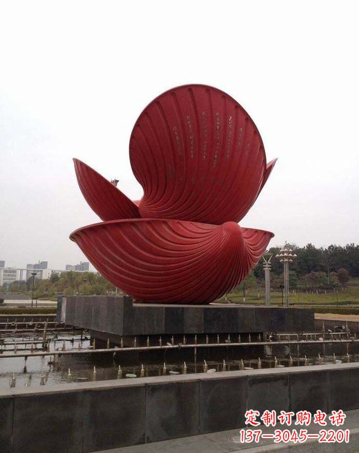 湖州不锈钢贝壳喷泉雕塑——海洋之美无限