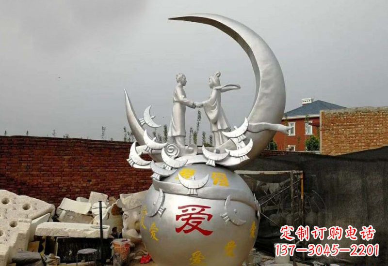 湖州牛郎织女传说的不锈钢雕塑