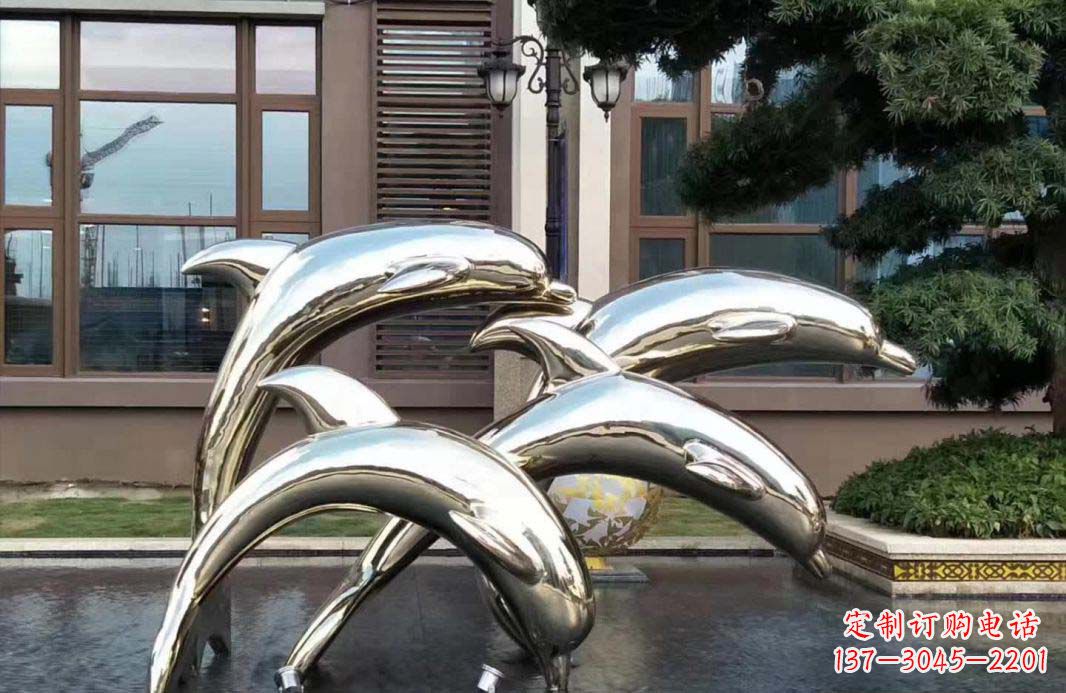 湖州不锈钢海豚跳跃雕塑精美绝伦