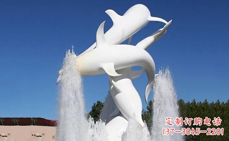湖州不锈钢海豚喷泉雕塑传递海豚的美丽