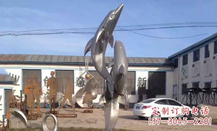湖州不锈钢海豚嬉戏雕塑精美的艺术视觉