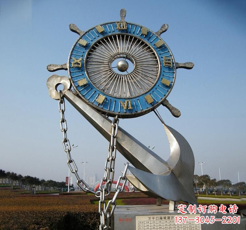 湖州不锈钢海洋船舵雕塑海洋之美的象征