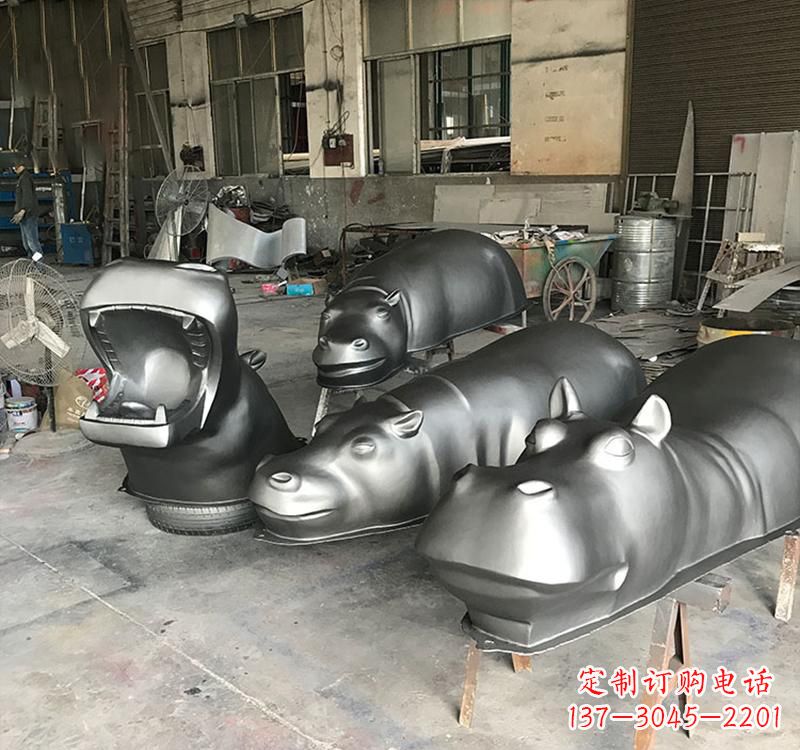 湖州静态之美22英寸不锈钢河马雕塑