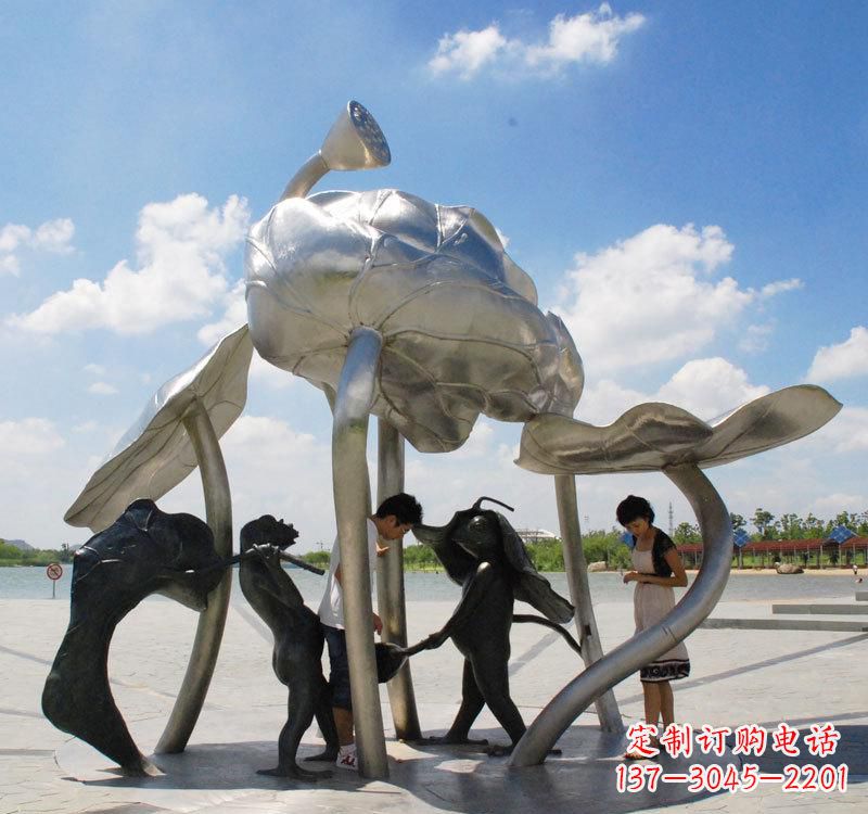 湖州荷花之美——不锈钢荷花广场雕塑