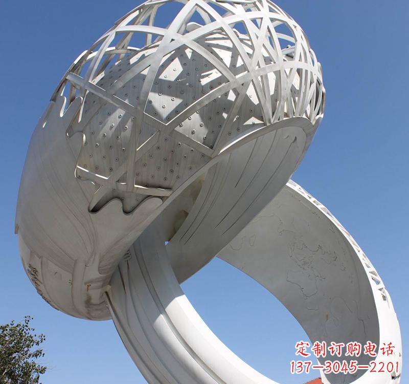 湖州不锈钢户外婚庆戒指雕塑婚礼永恒的记忆