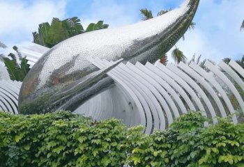 湖州海豚雕塑镜面鲸鱼创意动物景观