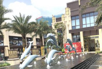 湖州精美海豚喷泉，点缀城市企业街道