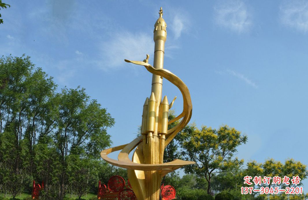 湖州火箭飞向蓝天不锈钢火箭广场景观雕塑