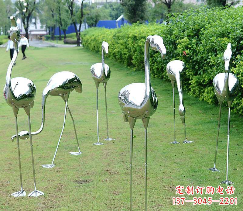 湖州不锈钢火烈鸟雕塑美丽的艺术杰作