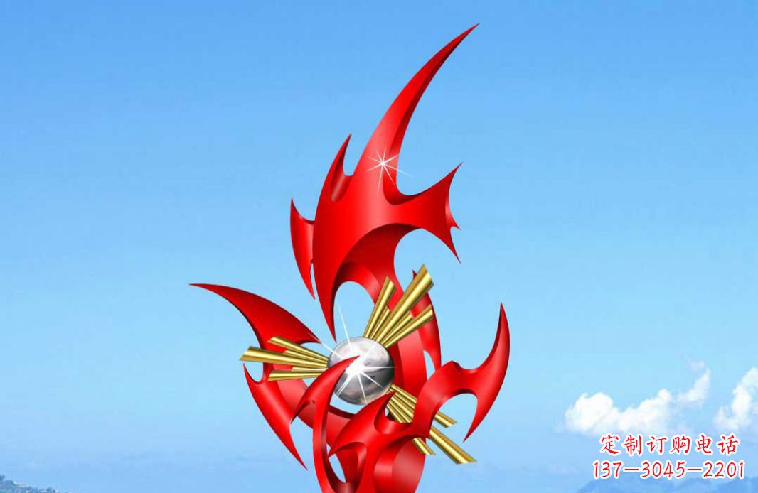 湖州不锈钢火苗抽象景观雕塑给城市添彩