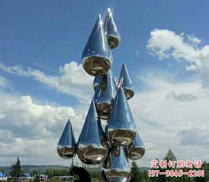 湖州不锈钢镜面大型水滴雕塑——艺术精美、精致优雅