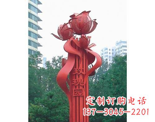湖州不锈钢玫瑰雕塑精美艺术之美