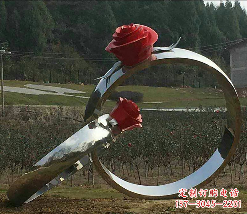 湖州不锈钢玫瑰雕塑精美的艺术珍品