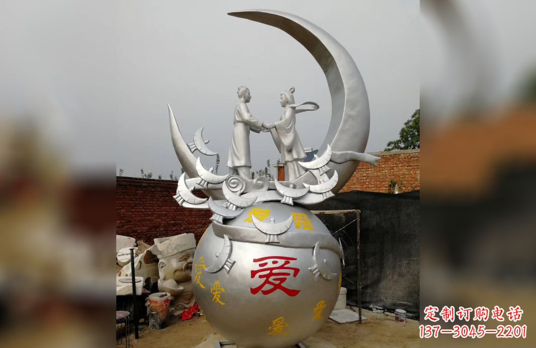 湖州不锈钢牛郎织女雕塑爱情永存