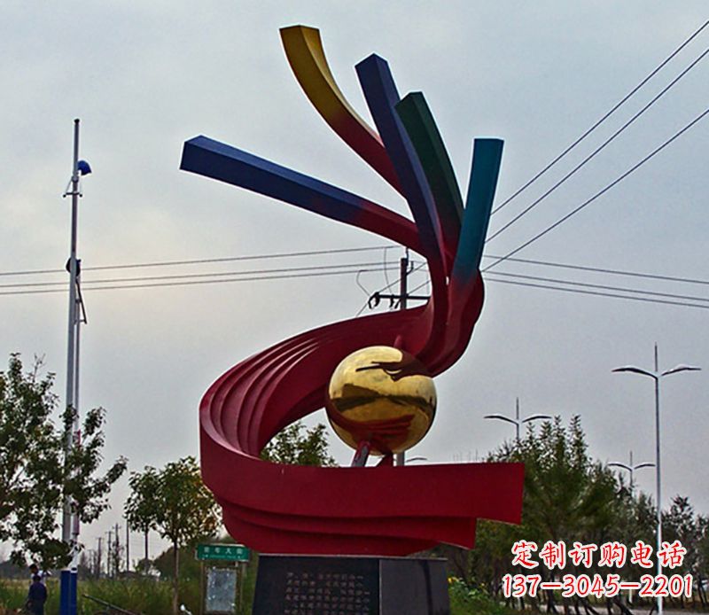 湖州不锈钢飘带雕塑艺术与自然的完美结合