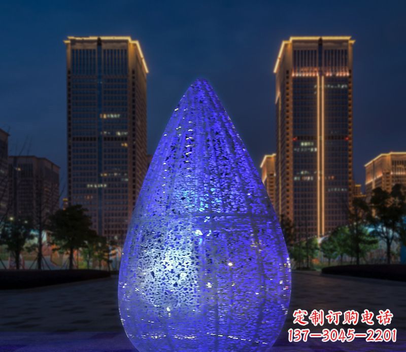 湖州不锈钢小区照明美轮美奂的水滴雕塑