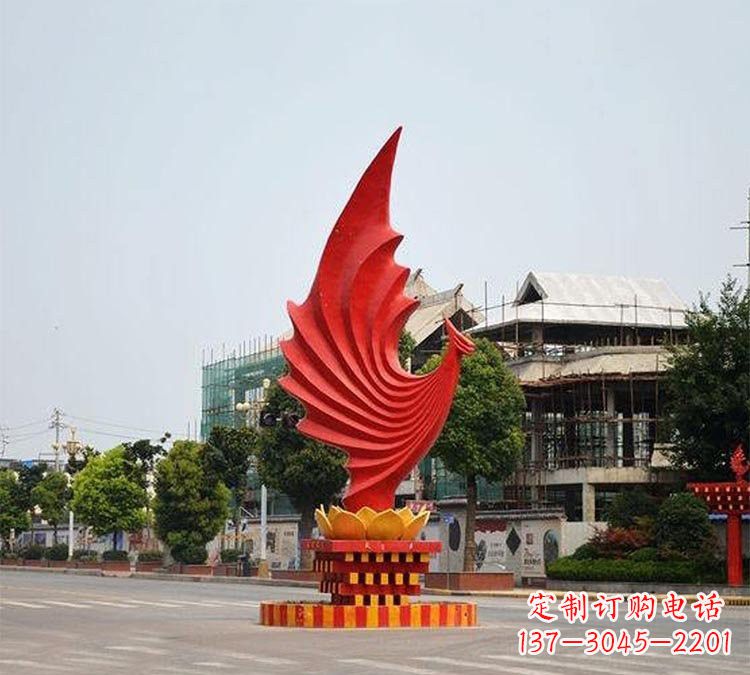 湖州城市街边不锈钢凤凰雕塑