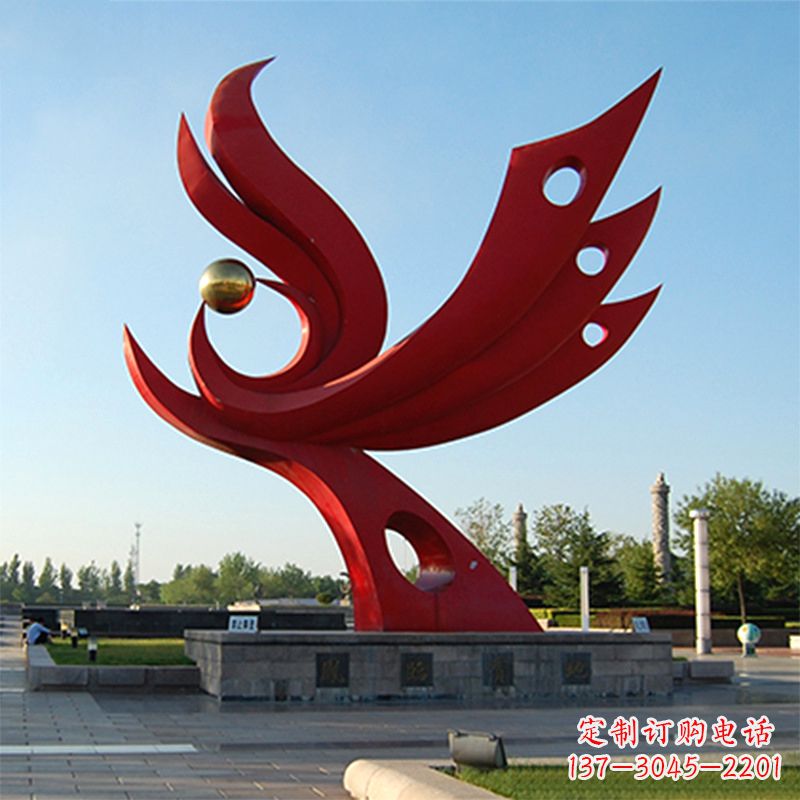 湖州精美凤凰雕塑点缀公园园林景观