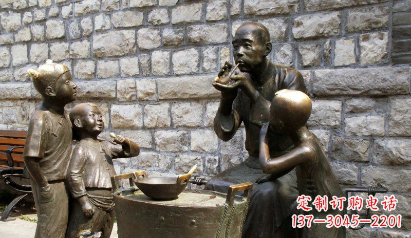 湖州吹糖人街头景观铜雕