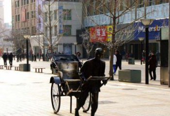 湖州黄包车雕塑弘扬步行街人物景观