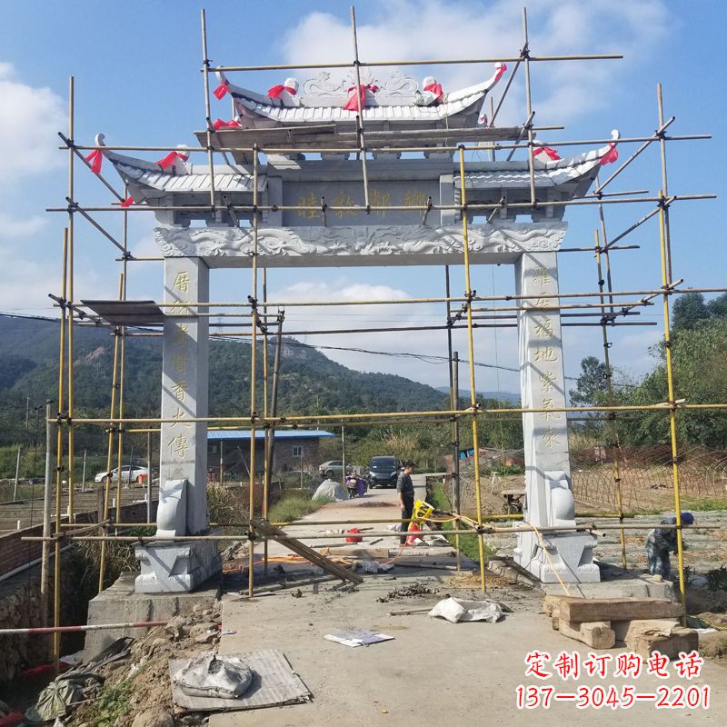湖州村庄石牌坊雕塑传承民间文化